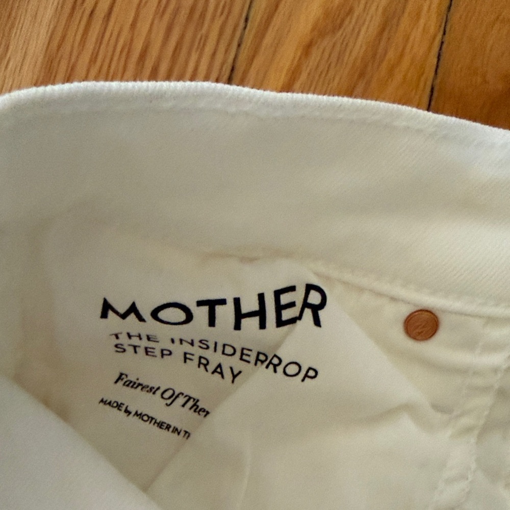 Mother sz 27 Insider Step Fray White Slim Straight Jeans ankle cut good cond - Picture 8 of 8
